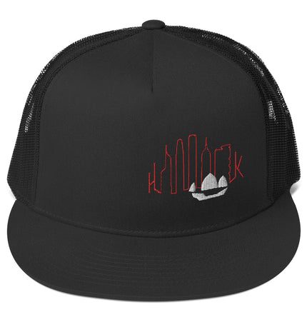 852 Junk Skyline Black | Flat Brim Trucker Cap