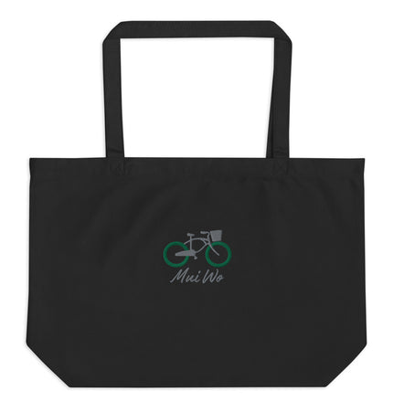 Mui Wo Bike Life Green Wheel | Large organic tote bag