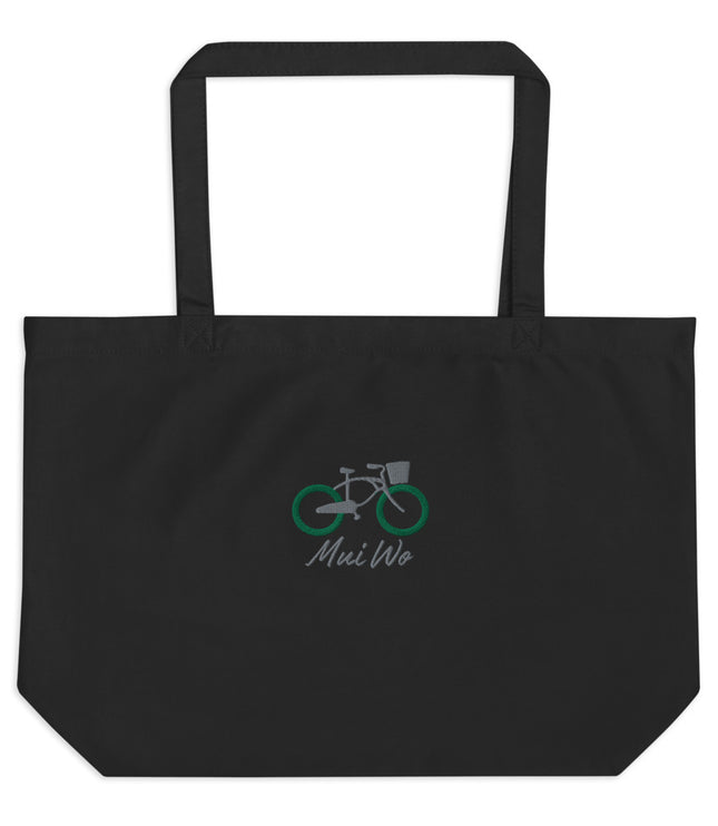 Mui Wo Bike Life Green Wheel | Large organic tote bag
