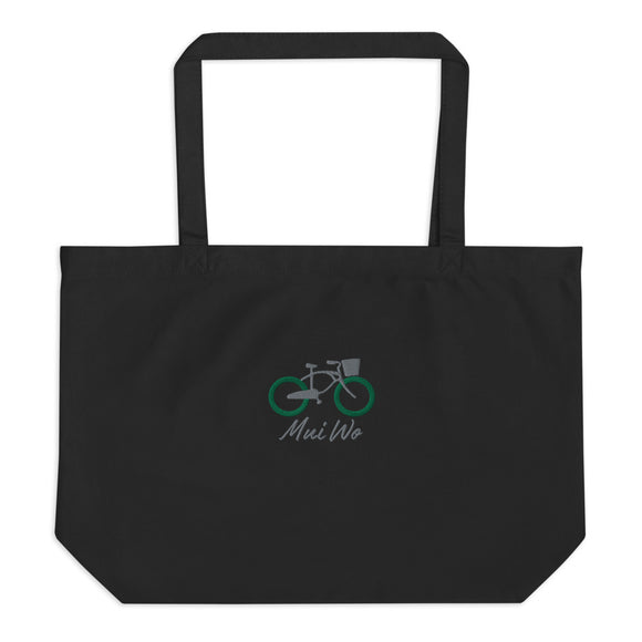 Mui Wo Bike Life Green Wheel | Large organic tote bag