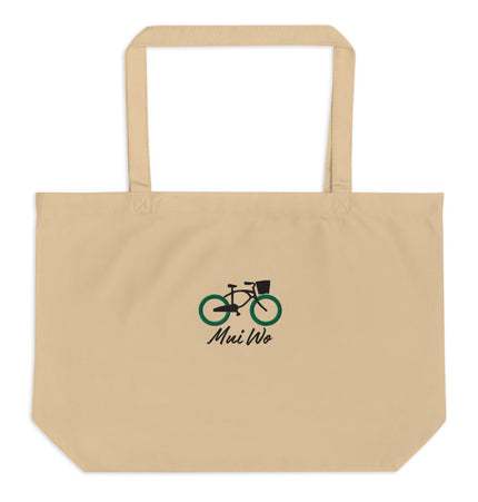Mui Wo Bike Life Green Wheel | Large organic tote bag