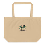 Mui Wo Bike Life Green Wheel | Large organic tote bag