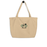 Mui Wo Bike Life Green Wheel | Large organic tote bag