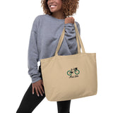 Mui Wo Bike Life Green Wheel | Large organic tote bag