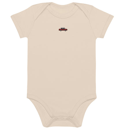 Itsy Bitsy Red Taxi | Organic cotton baby bodysuit