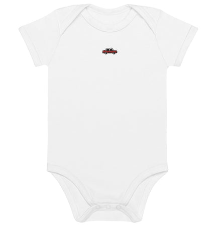 Itsy Bitsy Red Taxi | Organic cotton baby bodysuit