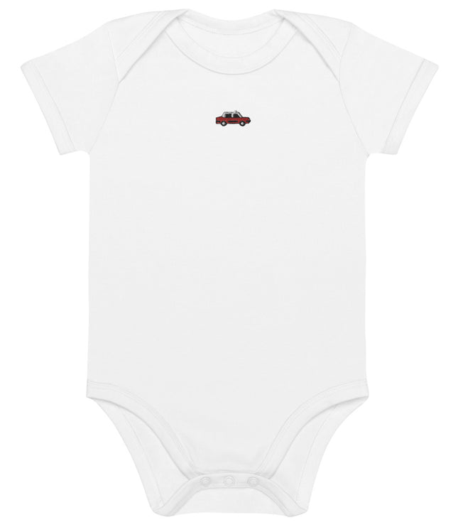 Itsy Bitsy Red Taxi | Organic cotton baby bodysuit