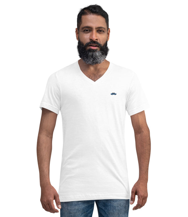 Itsy Bitsy Blue Taxi - Plain Jane | Unisex Short Sleeve V-Neck Tee Shirt